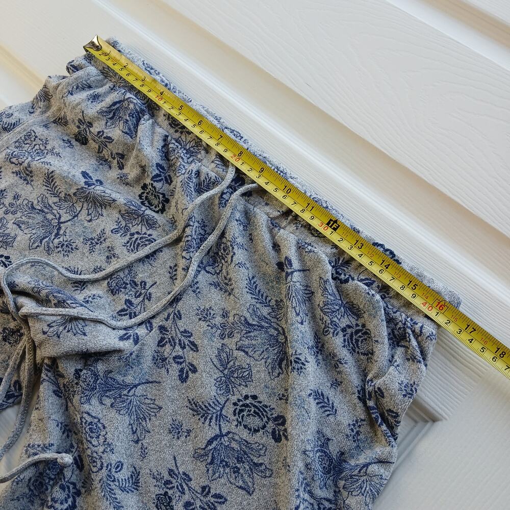 Lucky Brand Blue Floral Print Pajama Set M grey short sleeve tee lounge pants - Picture 8 of 12